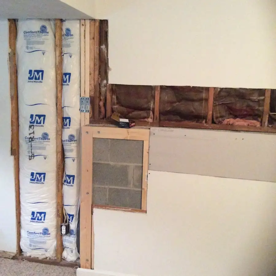 Wall insulation replacement during Basement Flood Cleanup in Sierra Madre